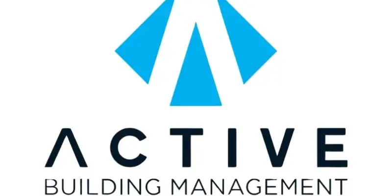 active-building-management-x Active Building Management logo with blue triangular shapes above the word ACTIVE and BUILDING MANAGEMENT underneath.