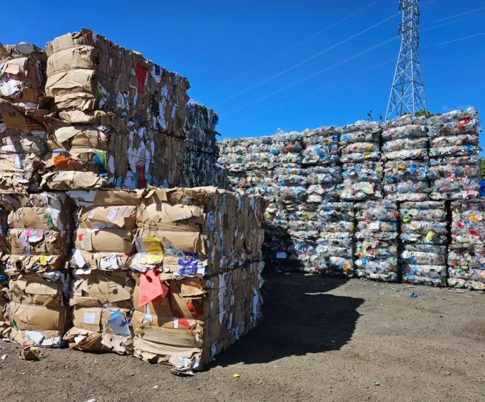 Baled Recyclable Materials at the Rubbish Direct Recycling Facility