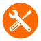 Settings/tools icon: wrench and screwdriver on an orange circle (indicates maintenance)